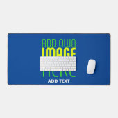 編集可能モダンなコバルトブルー画像文字テンプレート デスクマット (キーボード&マウス)