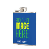 編集可能モダンなコバルトブルー画像文字テンプレート フラスク (左)