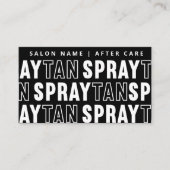 編集可能モダンなサンレススプレータンアフターケアカード 名刺 (正面)