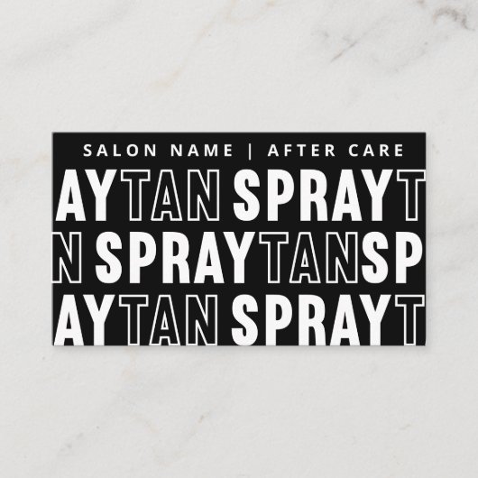 編集可能モダンなサンレススプレータンアフターケアカード 名刺 (正面)