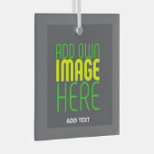 編集可能モダンなシンプルグレー画像文字テンプレート ガラスオーナメント (正面右)