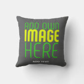 編集可能モダンなシンプルグレー画像文字テンプレート クッション (裏面)
