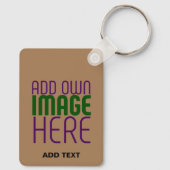 編集可能モダンなシンプルブラウン画像文字テンプレート キーホルダー (裏面)