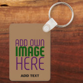編集可能モダンなシンプルブラウン画像文字テンプレート キーホルダー (裏面)
