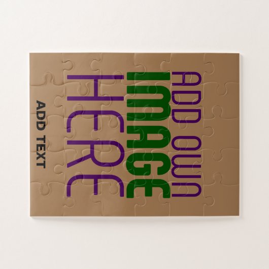 編集可能モダンなシンプルブラウン画像文字テンプレート ジグソーパズル (横)