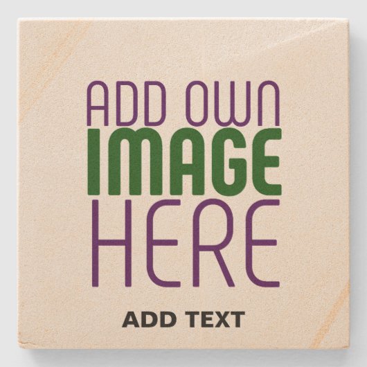 編集可能モダンなシンプルブラウン画像文字テンプレート ストーンコースター (正面)
