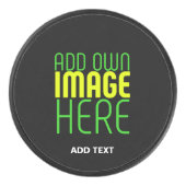 編集可能モダンなシンプルブラックイメージ文字テンプレート アイスホッケーパック (正面)