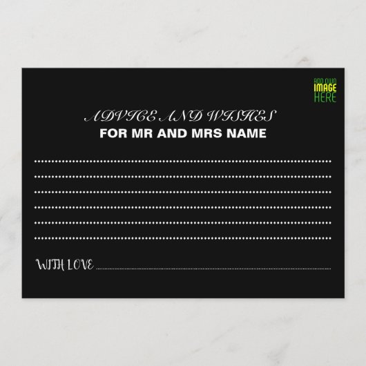 編集可能モダンなシンプルブラックイメージ文字テンプレート アドバイスカード (正面)