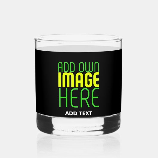 編集可能モダンなシンプルブラックイメージ文字テンプレート ウイスキーグラス (正面)