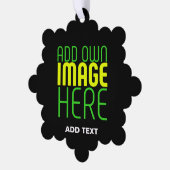 編集可能モダンなシンプルブラックイメージ文字テンプレート オーナメントカード (左)