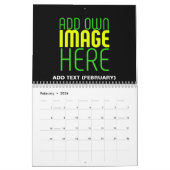 編集可能モダンなシンプルブラックイメージ文字テンプレート カレンダー (2月 2026)