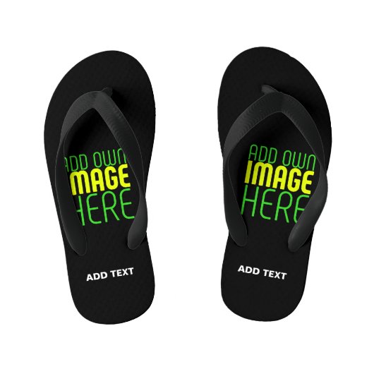 編集可能モダンなシンプルブラックイメージ文字テンプレート キッズビーチサンダル (フットベッド)