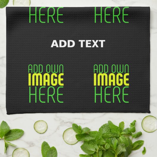 編集可能モダンなシンプルブラックイメージ文字テンプレート キッチンタオル (折り畳み)