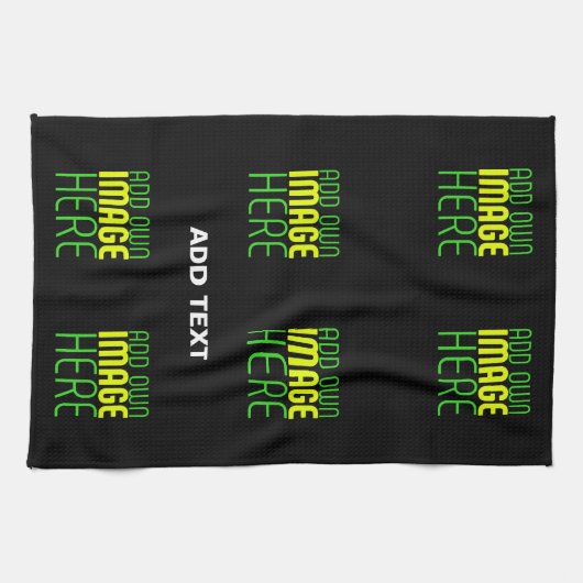 編集可能モダンなシンプルブラックイメージ文字テンプレート キッチンタオル (横)