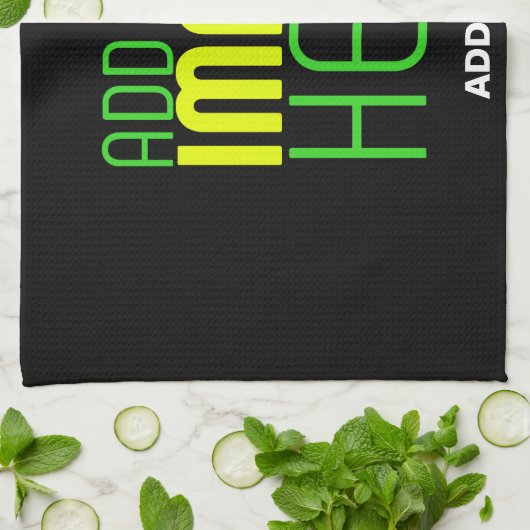 編集可能モダンなシンプルブラックイメージ文字テンプレート キッチンタオル (折り畳み)
