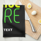 編集可能モダンなシンプルブラックイメージ文字テンプレート キッチンタオル (四つ折り)