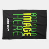 編集可能モダンなシンプルブラックイメージ文字テンプレート キッチンタオル (横)