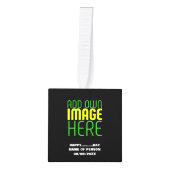 編集可能モダンなシンプルブラックイメージ文字テンプレート キューブオーナメント (正面)