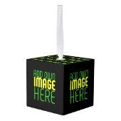 編集可能モダンなシンプルブラックイメージ文字テンプレート キューブオーナメント (裏面アングル)