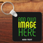 編集可能モダンなシンプルブラックイメージ文字テンプレート キーホルダー (正面)