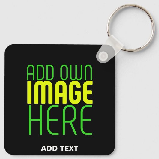 編集可能モダンなシンプルブラックイメージ文字テンプレート キーホルダー (裏面)