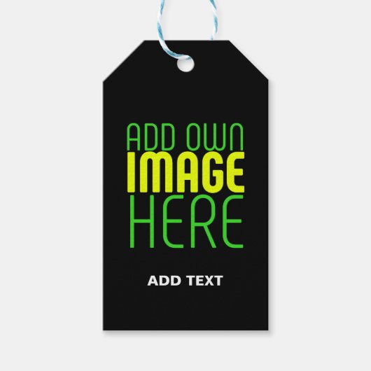 編集可能モダンなシンプルブラックイメージ文字テンプレート ギフトタグ (正面)