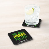 編集可能モダンなシンプルブラックイメージ文字テンプレート コースター (右側)