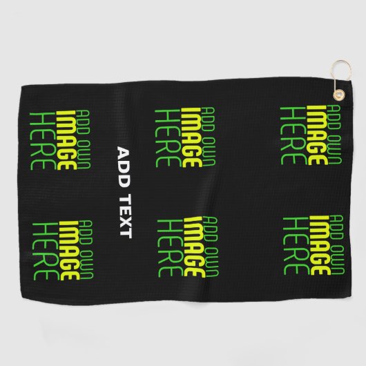 編集可能モダンなシンプルブラックイメージ文字テンプレート ゴルフタオル (横)