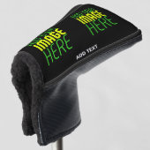 編集可能モダンなシンプルブラックイメージ文字テンプレート ゴルフヘッドカバー (3/4 正面)