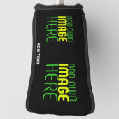 編集可能モダンなシンプルブラックイメージ文字テンプレート ゴルフヘッドカバー (回転90)