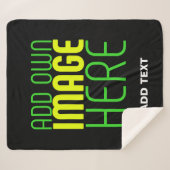 編集可能モダンなシンプルブラックイメージ文字テンプレート シェルパブランケット (正面(横))