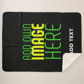 編集可能モダンなシンプルブラックイメージ文字テンプレート シェルパブランケット (正面(横))
