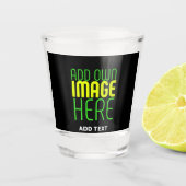編集可能モダンなシンプルブラックイメージ文字テンプレート ショットグラス (正面)