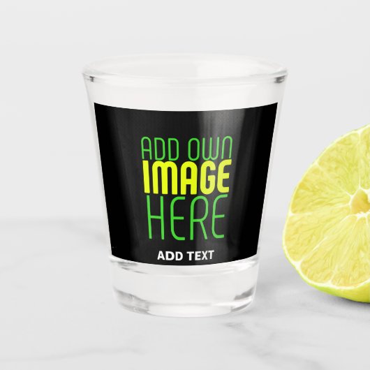 編集可能モダンなシンプルブラックイメージ文字テンプレート ショットグラス (正面)