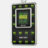 編集可能モダンなシンプルブラックイメージ文字テンプレート シルバープレートフレームオーナメント (左)