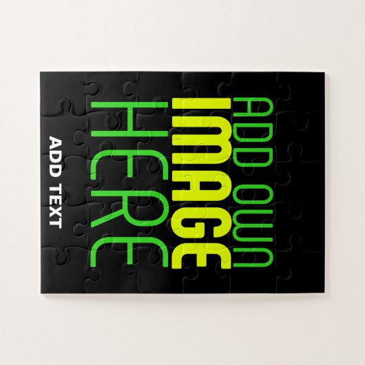 編集可能モダンなシンプルブラックイメージ文字テンプレート ジグソーパズル (横)