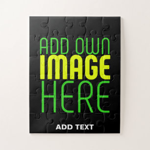 編集可能モダンなシンプルブラックイメージ文字テンプレート ジグソーパズル