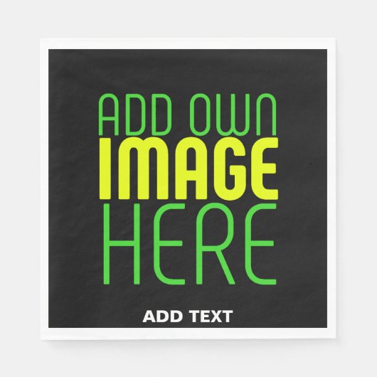 編集可能モダンなシンプルブラックイメージ文字テンプレート スタンダードランチョンナプキン (正面)