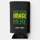 編集可能モダンなシンプルブラックイメージ文字テンプレート スリム缶クーラー (裏面)