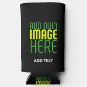 編集可能モダンなシンプルブラックイメージ文字テンプレート スリム缶クーラー (正面)
