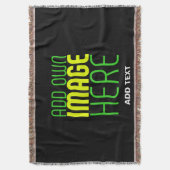 編集可能モダンなシンプルブラックイメージ文字テンプレート スローブランケット (正面縦)