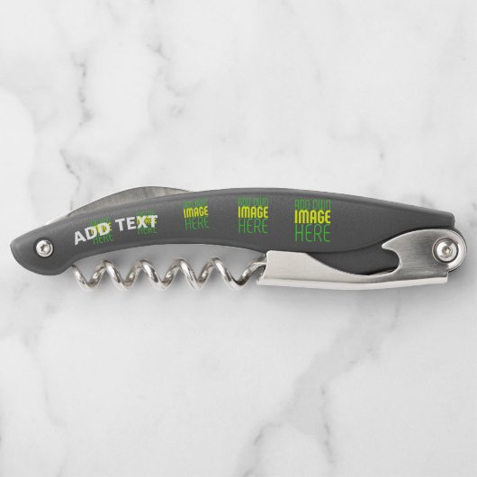 編集可能モダンなシンプルブラックイメージ文字テンプレート ソムリエナイフ (裏面)