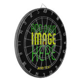 編集可能モダンなシンプルブラックイメージ文字テンプレート ダーツボード (正面左)