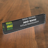 編集可能モダンなシンプルブラックイメージ文字テンプレート デスクネームプレート (側面)