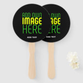 編集可能モダンなシンプルブラックイメージ文字テンプレート ハンドファン (正面&裏面)