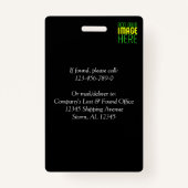 編集可能モダンなシンプルブラックイメージ文字テンプレート バッジ (裏面)