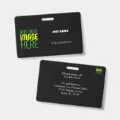 編集可能モダンなシンプルブラックイメージ文字テンプレート バッジ (Front & Back)