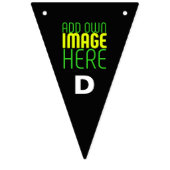 編集可能モダンなシンプルブラックイメージ文字テンプレート バンティングフラッグ (第3の旗)