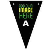 編集可能モダンなシンプルブラックイメージ文字テンプレート バンティングフラッグ (第1の旗)