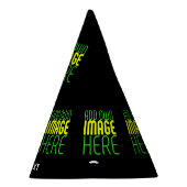 編集可能モダンなシンプルブラックイメージ文字テンプレート パーティーハット (右)